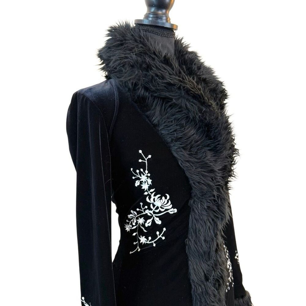 White House Black Market Black Coat with White Embroidery - Picture 7 of 10